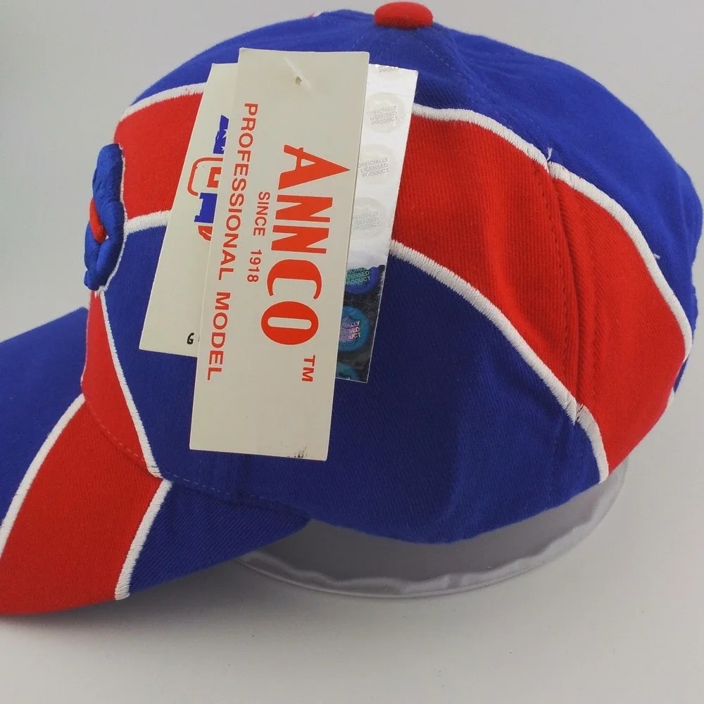 Vintage Annco Buffalo Bills NFL Cap Mens Blue Red Logo Geometric Strapback Hat